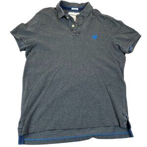 American Eagle Outfitters Women's Polo Shirt L/G Gray Athletic Fit Cotton Mens C